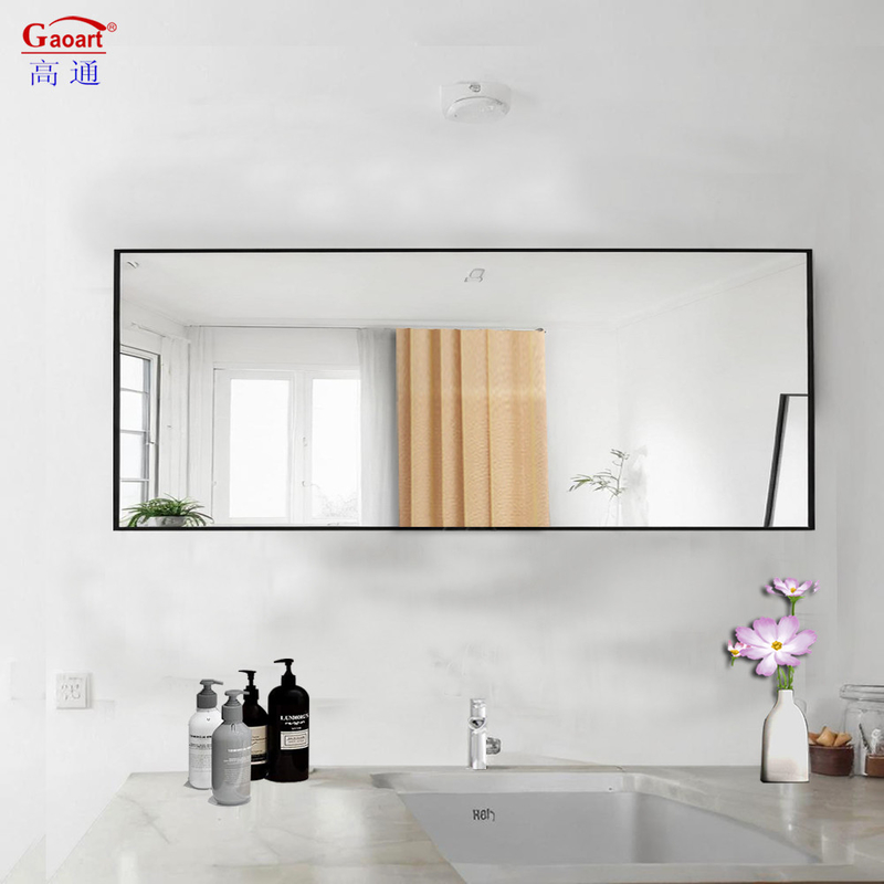 Encastré en fer noir Verre doré salle de bain Art mur autocollant cadre miroir pour la maison magasin de vin