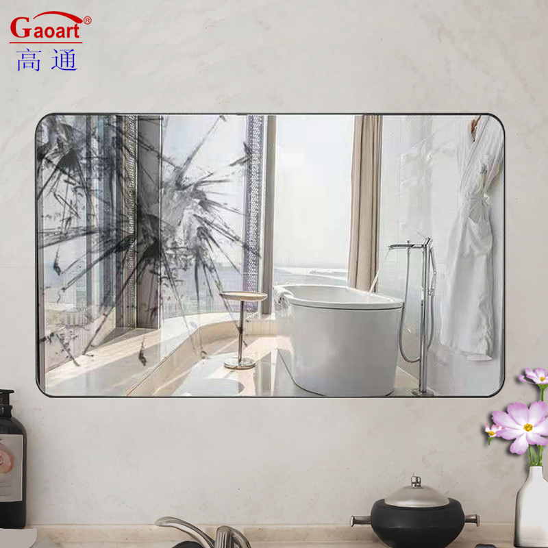 Grand miroir en aluminium art cadre en or pour la décoration de salle de bain miroir suspendu au mur