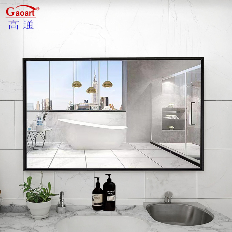 Rétroviseur en verre en aluminium pour décoration murale de taille personnalisée dans la chambre à coucher ou la salle de bain