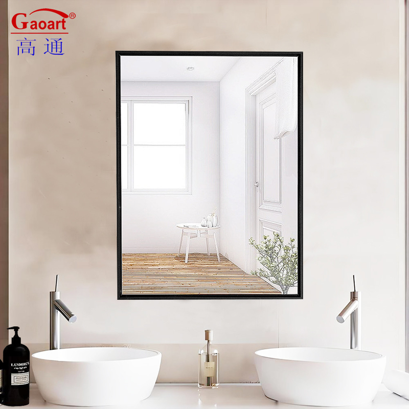 Rétroviseur en verre noir en acier à la taille personnalisée pour la décoration de salle de bain moderne suspendue