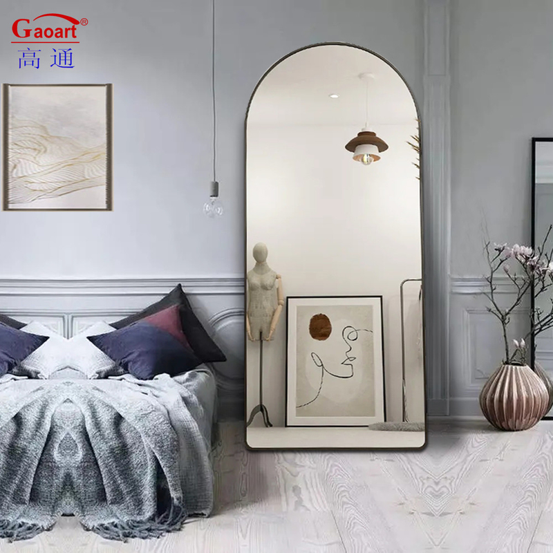 Grand miroir au sol en rose or arche chambre noire cadre en arc pour chaque occasion de jour