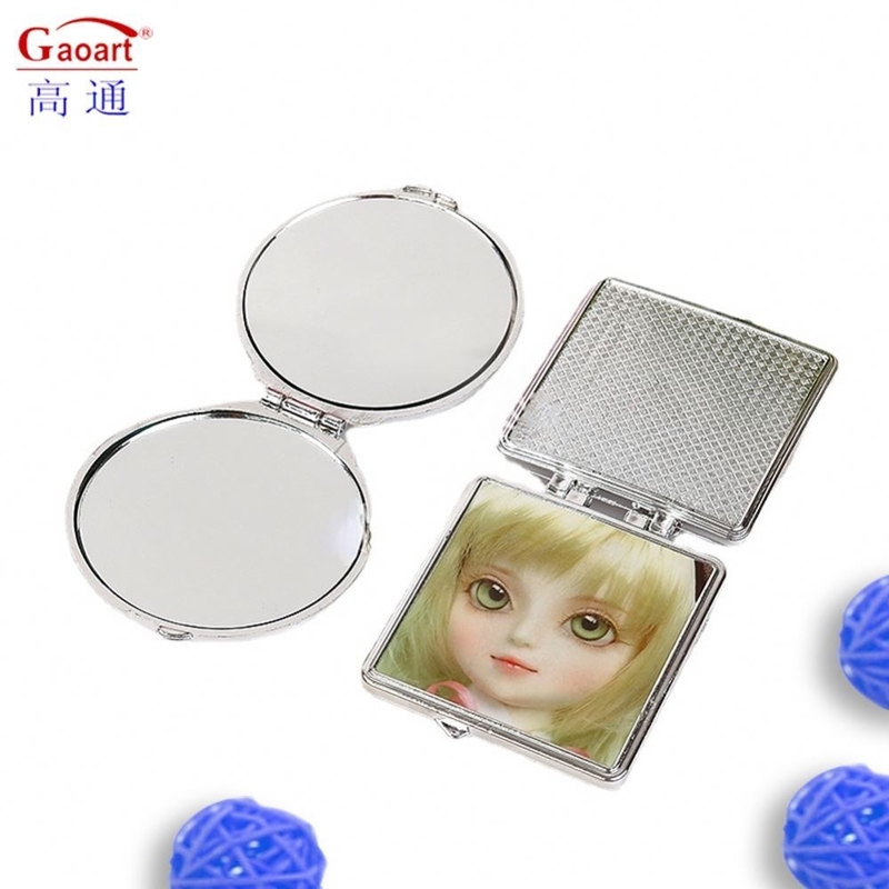 Compact cercle cosmétique petit miroir rond clair petit miroir avec miroir en verre plastique
