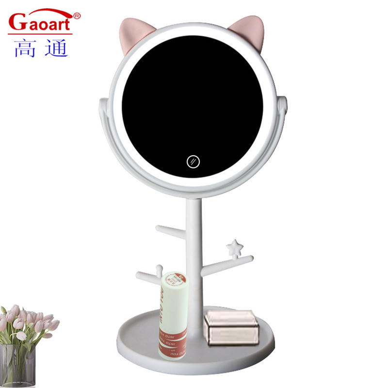 Miroir de maquillage simple de 6 pouces avec angle réglable et pratique intégré dans le plateau